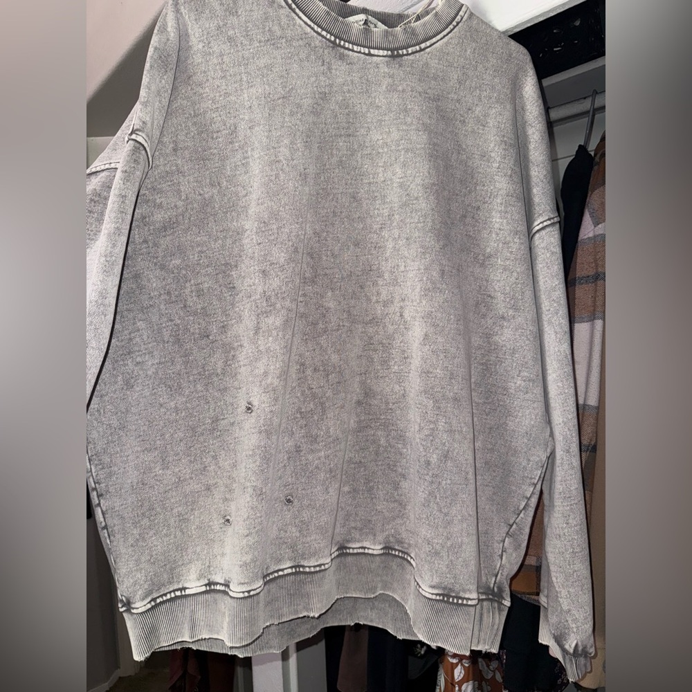 Free People Falling Forward Crewneck Sweatshirt XL Gray Oversized Pullover - Picture 12 of 12